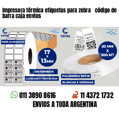 Impresora térmica etiquetas para zebra  código de barra caja envios
